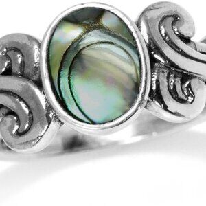 Abalone Paua Shell Inlay 925 Sterling Silver Victorian Style Ring